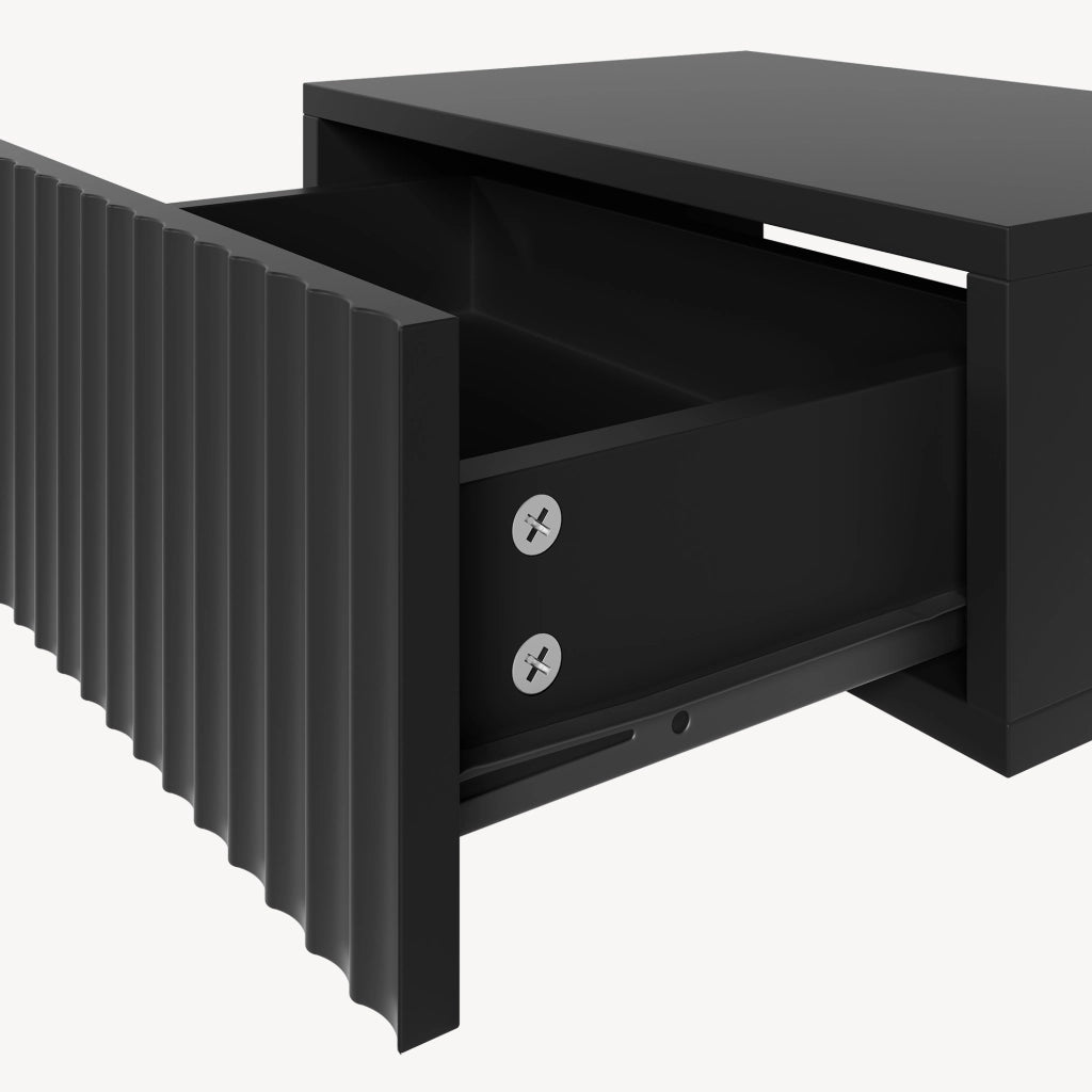 Set di 2 Comodini Sospesi da Parete Nand con Cassetto 42x30x15 cm Nero [en.casa]