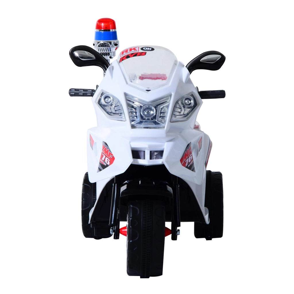 Moto Elettrica Polizia per Bambini 6V con Sirena Police Bianca
