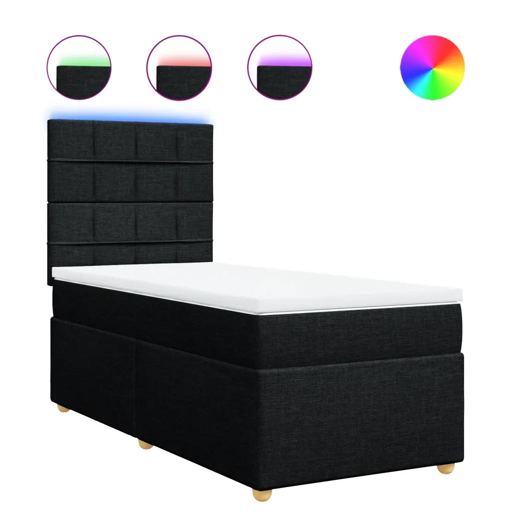 Giroletto a Molle con Materasso Nero 90x190 cm in Tessuto