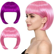 Pruika con coda - 25 cm - parrucca per donna - 2 pezzi - rosso/blu - capelli di plastica - cosplay - festa tematica/Halloween