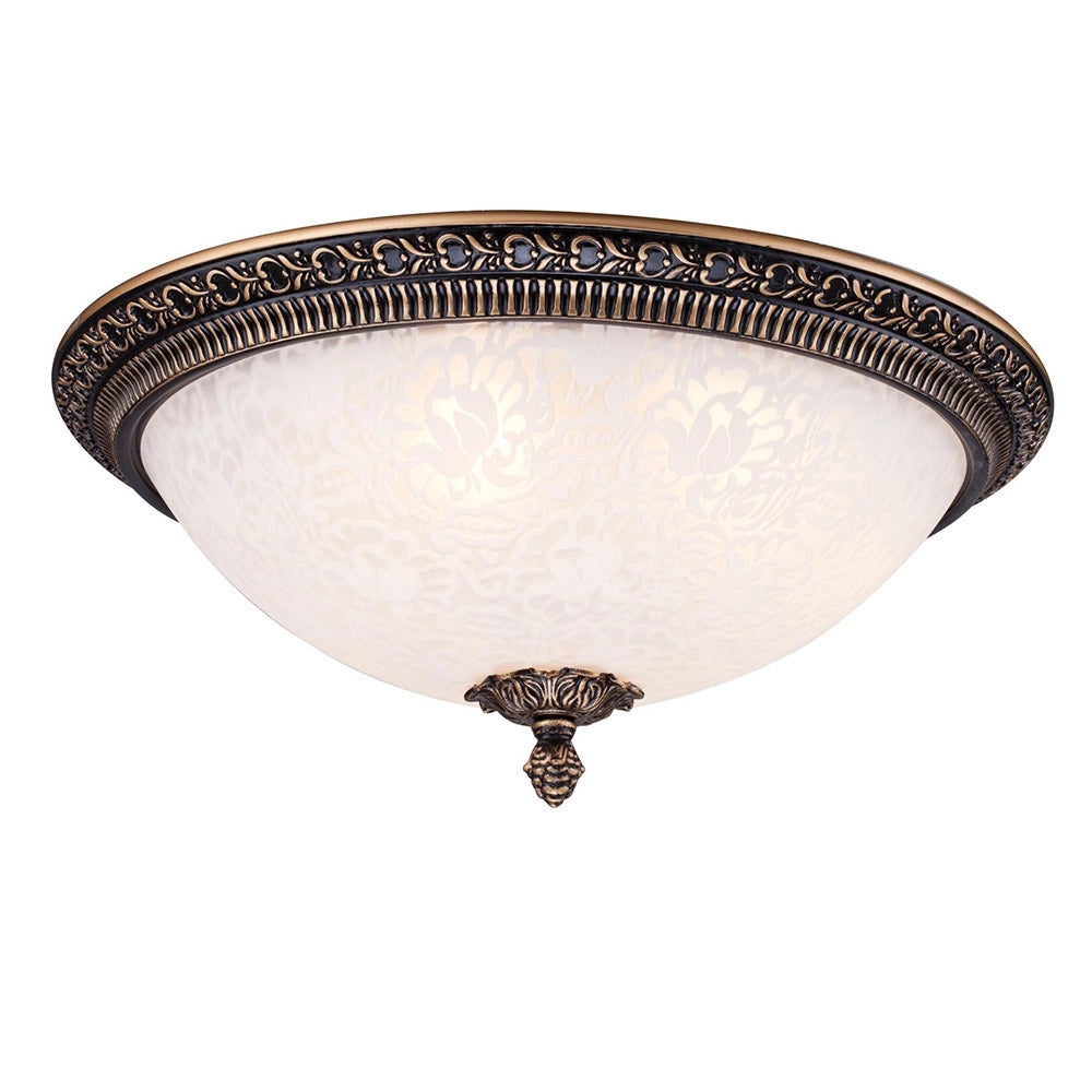 Plafoniera Contemporanea Pascal Metallo Bronzo 3 Luci Diffusori Vetro
