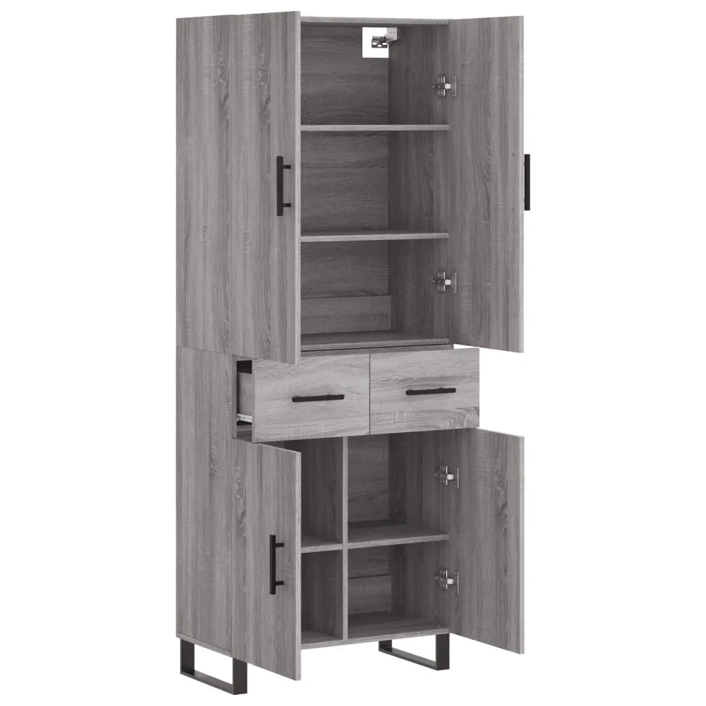 Credenza Grigio Sonoma 69,5x34x180 cm in Legno Multistrato 3198175