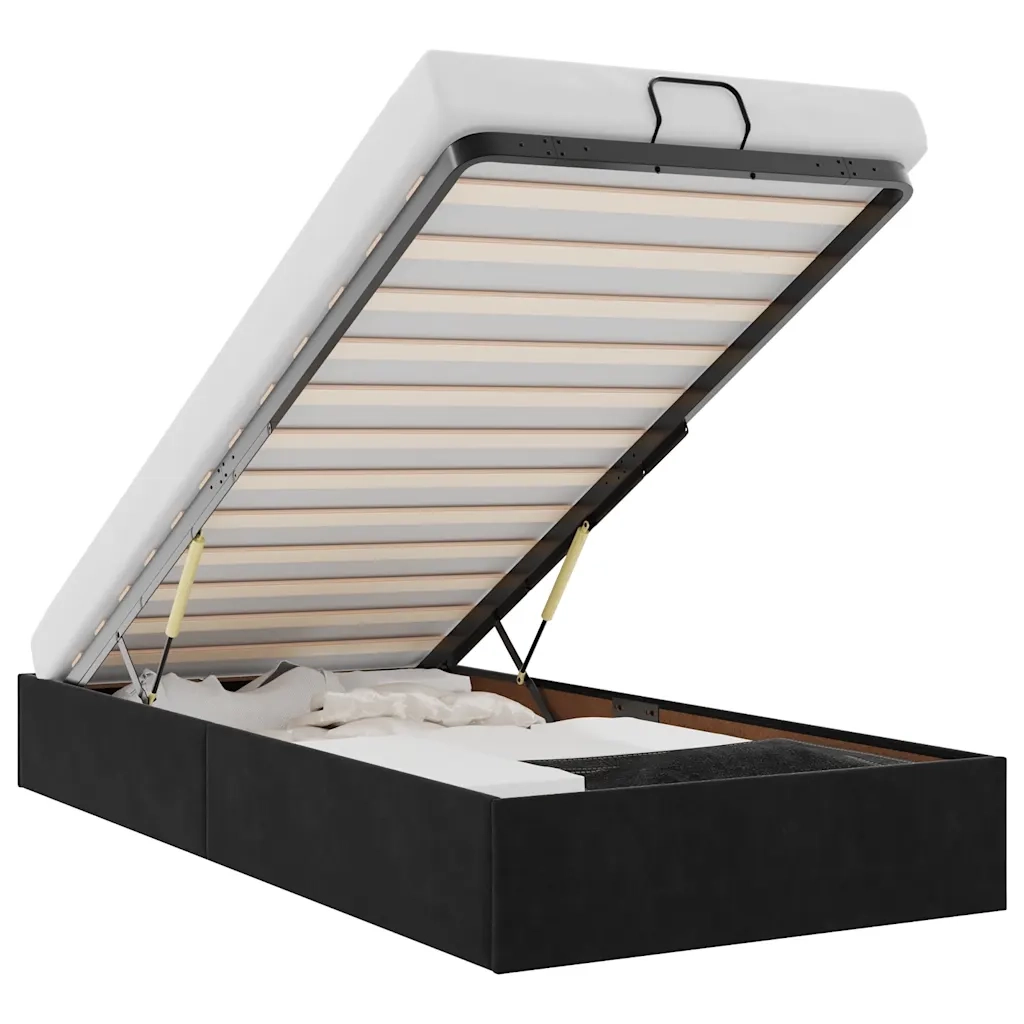 Struttura Letto Pouf Senza Materasso Nero 100x200 cm Velluto 3310945