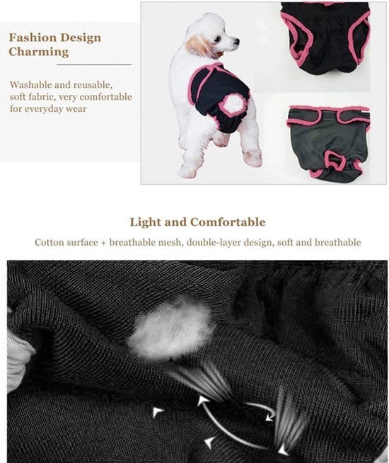Abbigliamento per Cani - Tessuto di Cotone - Pannolino Flessibile Fisiologico - Dimensioni Piccola Media Grande.