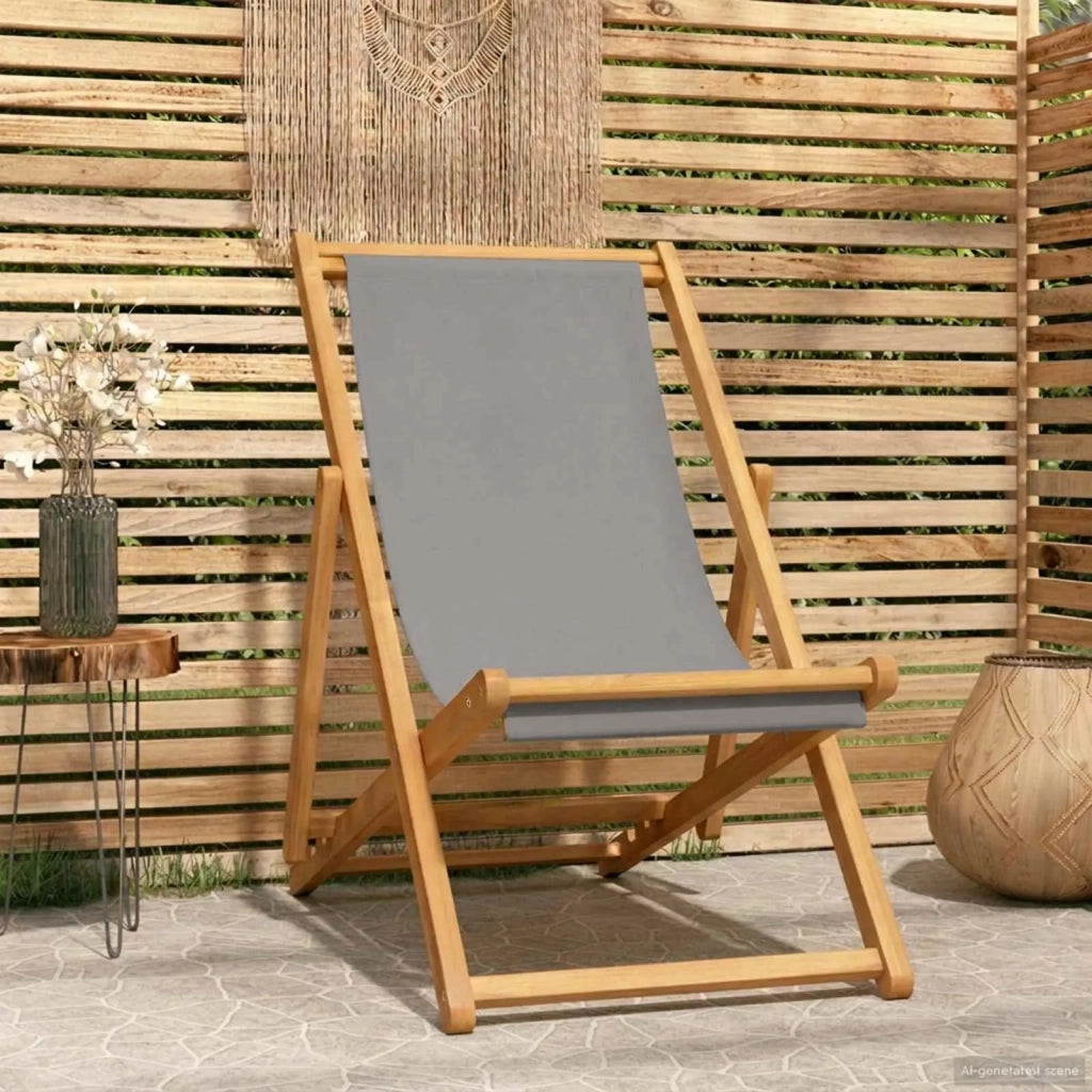 Sedia da Giardino | Sedia da spiaggia Grigio Chiaro Legno di teak solido