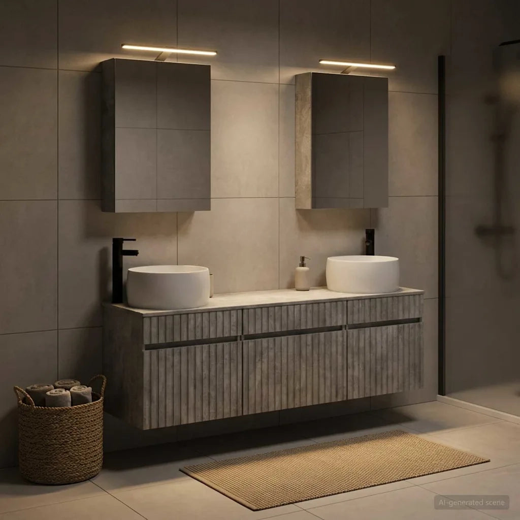 Set di Armadi da Bagno 5 pcs Grigio Cemento 50 x 14,5 x 70 cm 3406634
