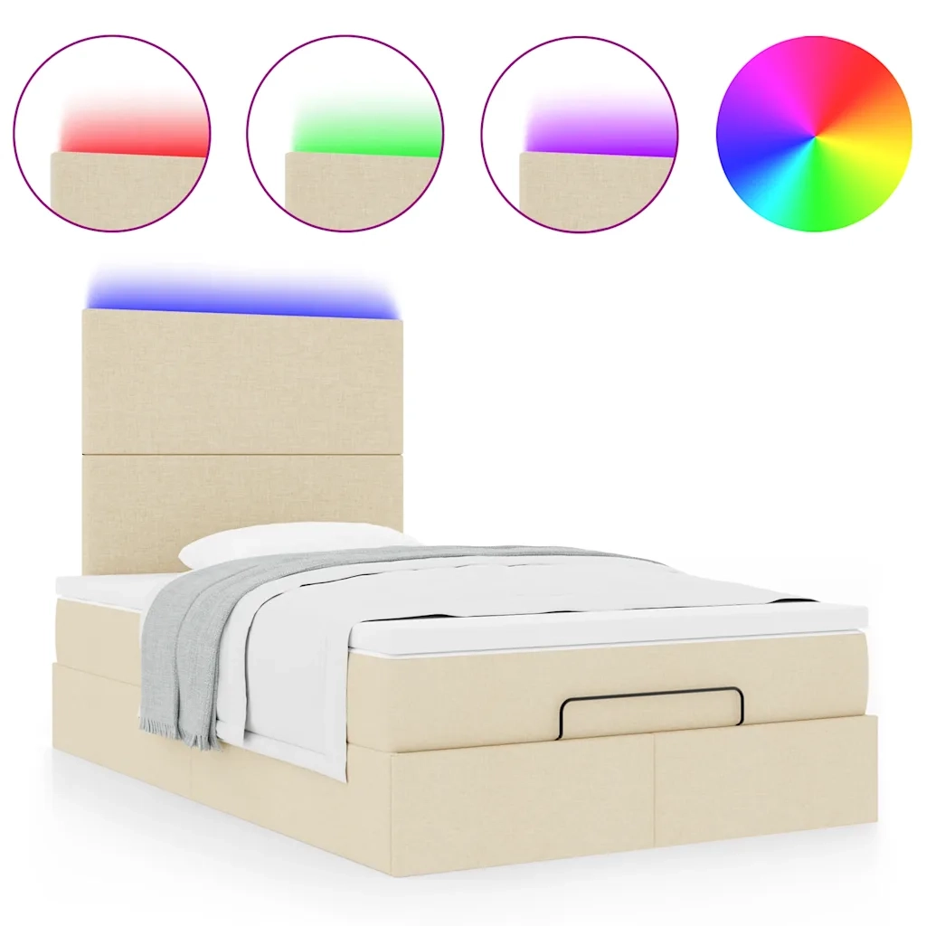 Struttura Letto Pouf con Materasso Crema 120x190 cm in Tessuto 3313911