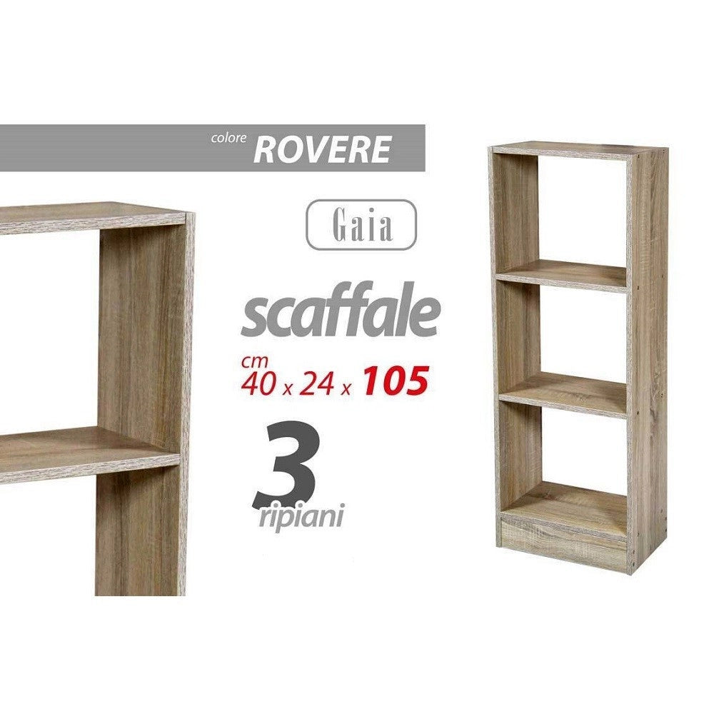 Trade Shop - Libreria Scaffale 3 Ripiani 105x40x24 Cm Mensole In Legno Rovere Moderno 769672 -