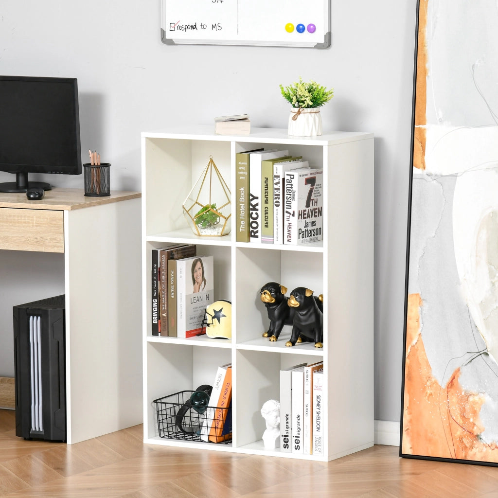 Libreria a Cubi 65,5x30x97,5 cm 6 Vani a Giorno Rivestimento in Melamina Bianco