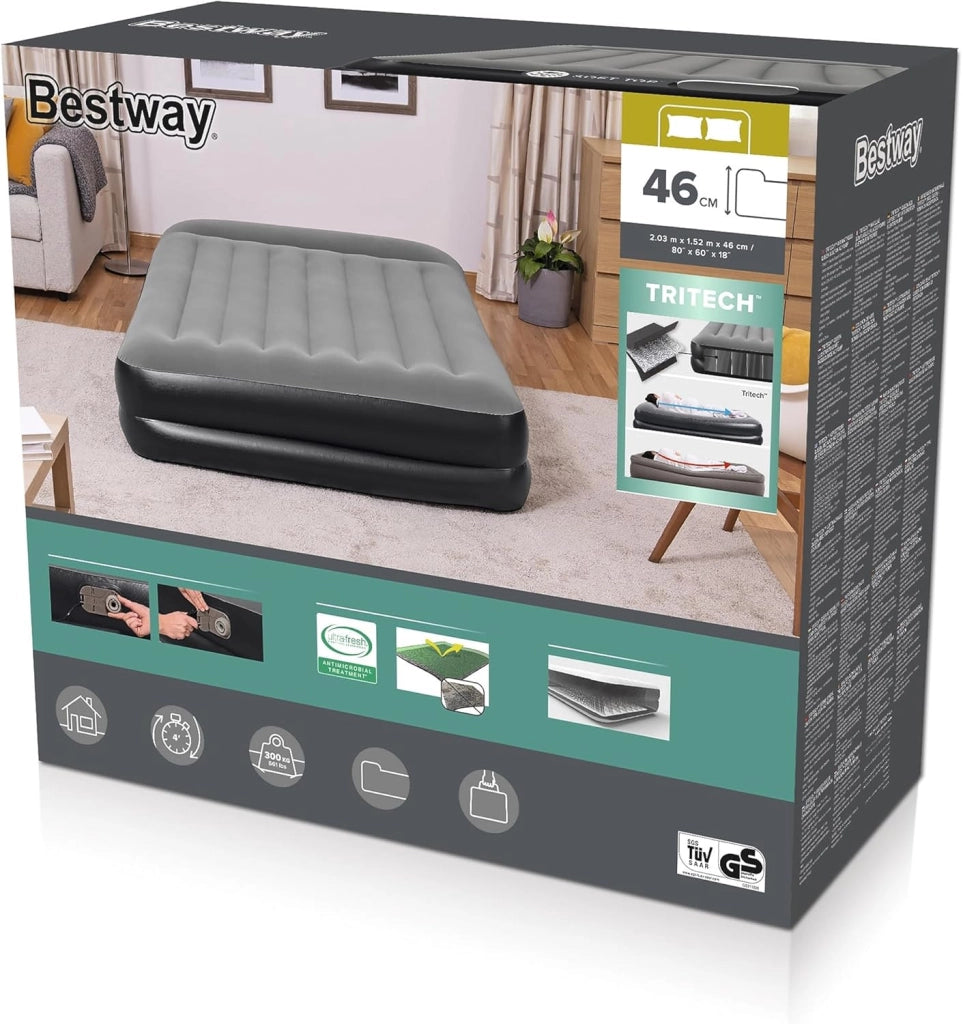 Materasso Gonfiabile Matrimoniale Bestway con Pompa Integrata e Tecnologia Tritech™ – 203x152x46 cm
