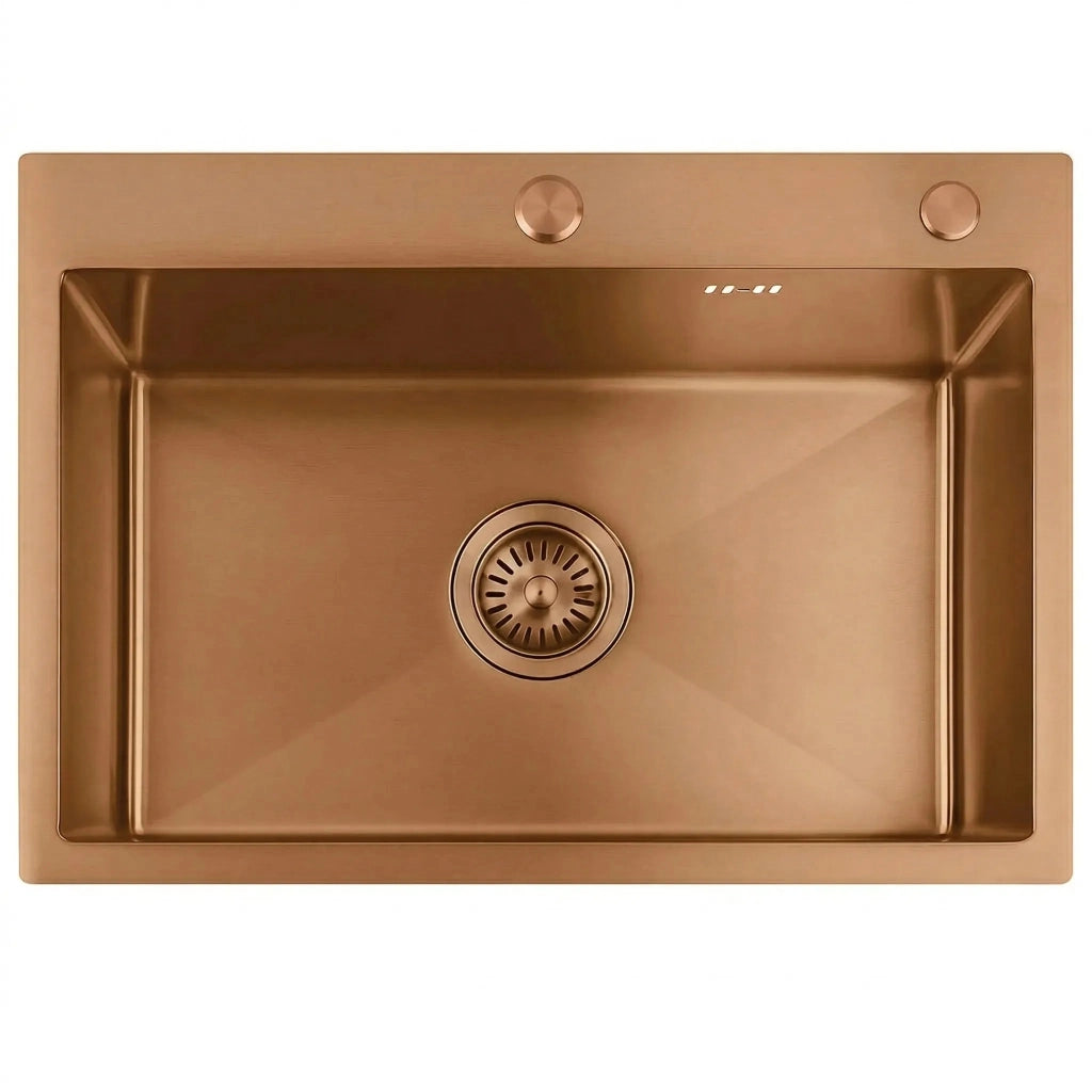 Lavello In Acciaio Liam Brush Copper con rubinetto da cucina