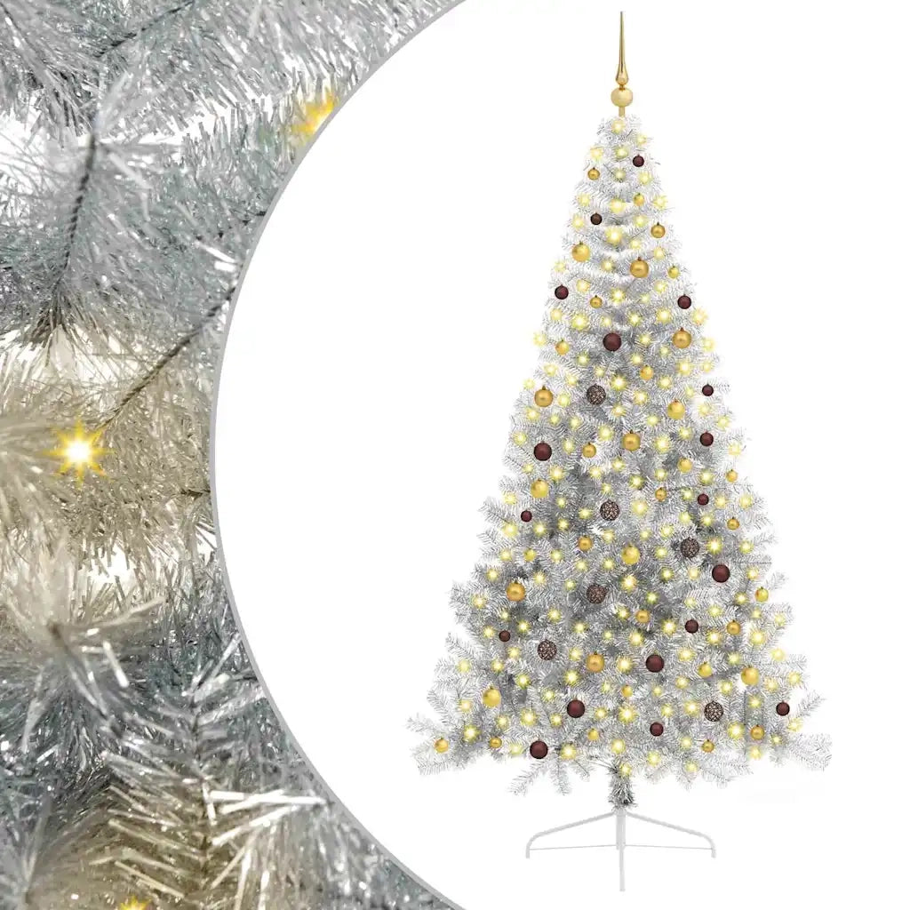 Albero di Natale artificiale con luci integrate Argento 240 cm 3397229