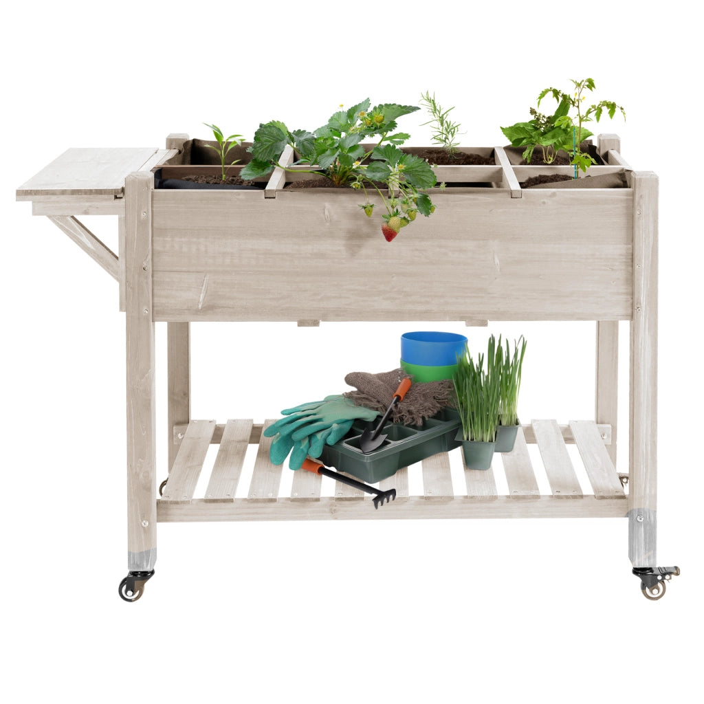 Fioriera da Giardino con Ruote ¨C zephmum ¨C Grigio, Polipropilene, 50x30x40 cm