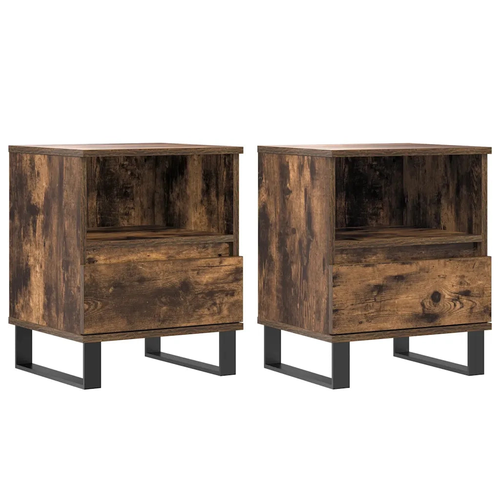 Comodini 2pz Rovere Fumo 40x35x50 cm in Legno Multistratocod mxl 102476