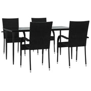 Set da pranzo da giardino in resina nera 5 pezzi in vimini 02_0014791
