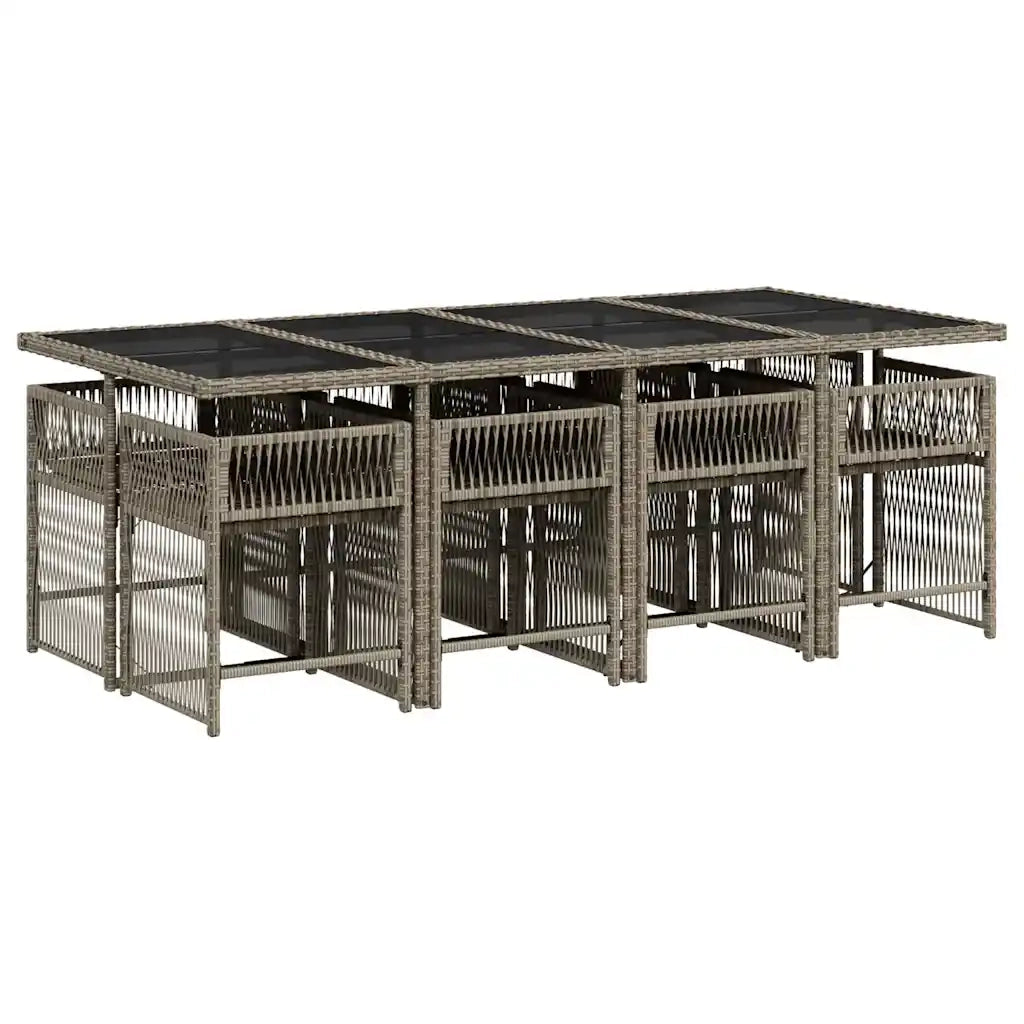Set da Pranzo da Giardino 9 pz con Cuscini in Polyrattan Grigio 3211640