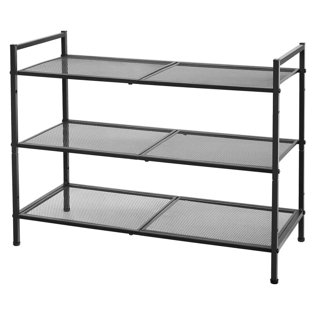 Scarpiera a 3 ripiani organizer impilabile per scarpe contiene 9-12 paia di scarpe metallo per corridoio soggiorno bagno 68,5 cm nero 12_0003161