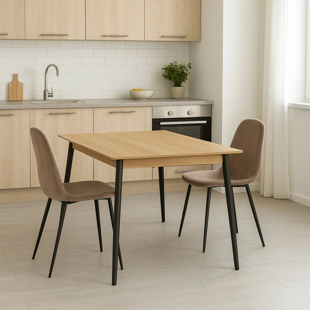 Set di 2 sedie Arter, Poltrona rivestita in velluto, Sedia da pranzo imbottita, Seduta per riunioni, 45x56h87 cm, Tortora