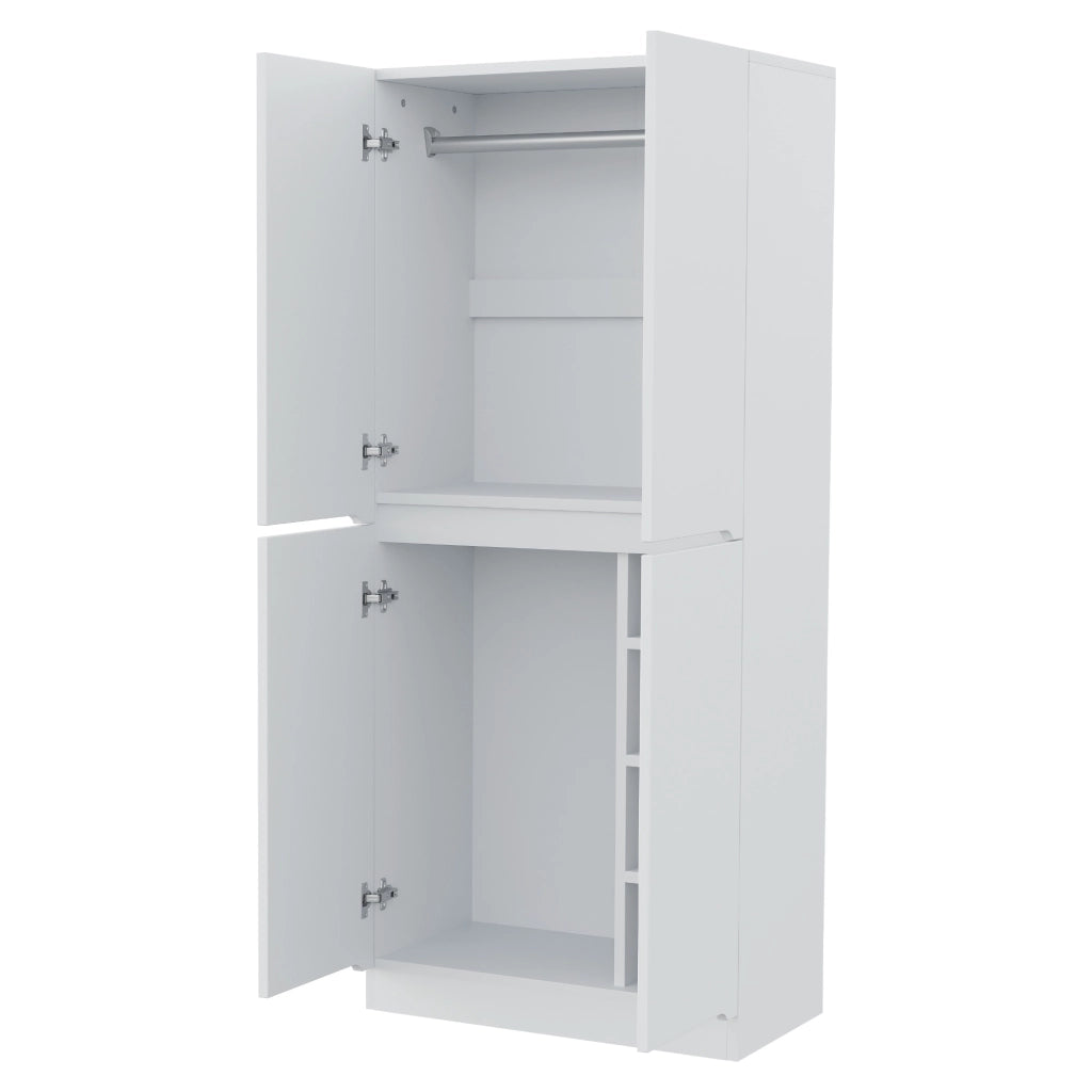 Armadio con doppia anta e vano inferiore per camera da letto in legno e metallo bianco 70 × 40 × 170 cm