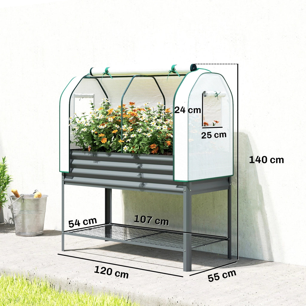 Letto da Giardino rialzato con serra in metallo ¨C zephmum ¨C 120x55x140cm