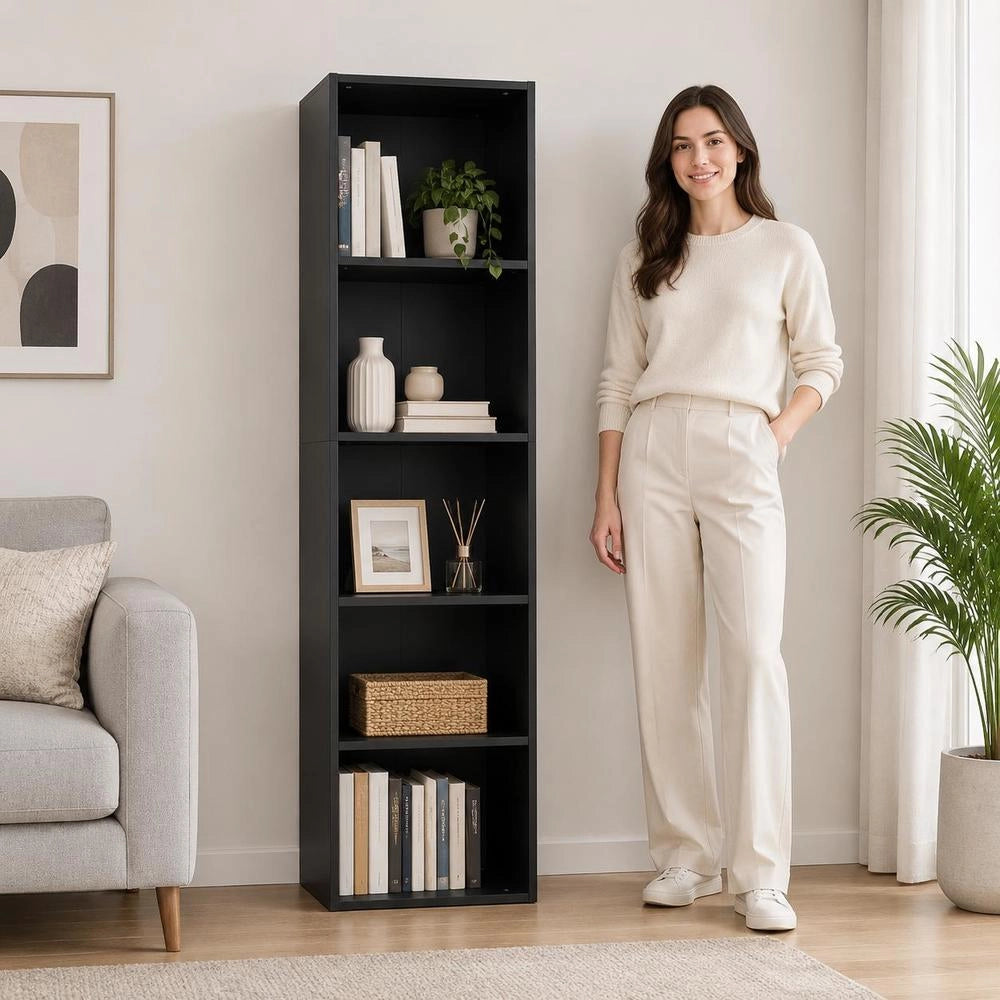Bookshelf/TV Cabinet, Black, 36x30x143 Cm, Engineered Wood