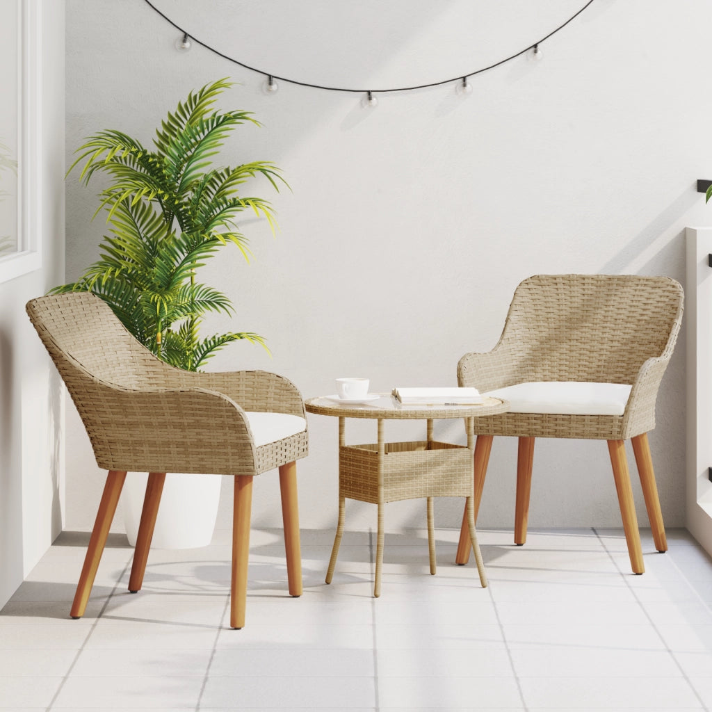 Sedie da giardino con cuscini 2 pcs Beige in Polyrattan