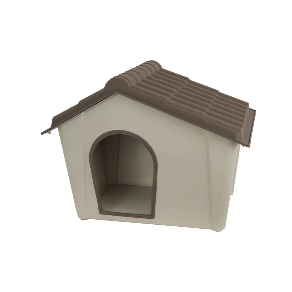 Cuccia in polipropilene da esterno o Avalon, Casetta per cani o gatti, 100% Made in Italy, cm 98x78h75, colore Beige