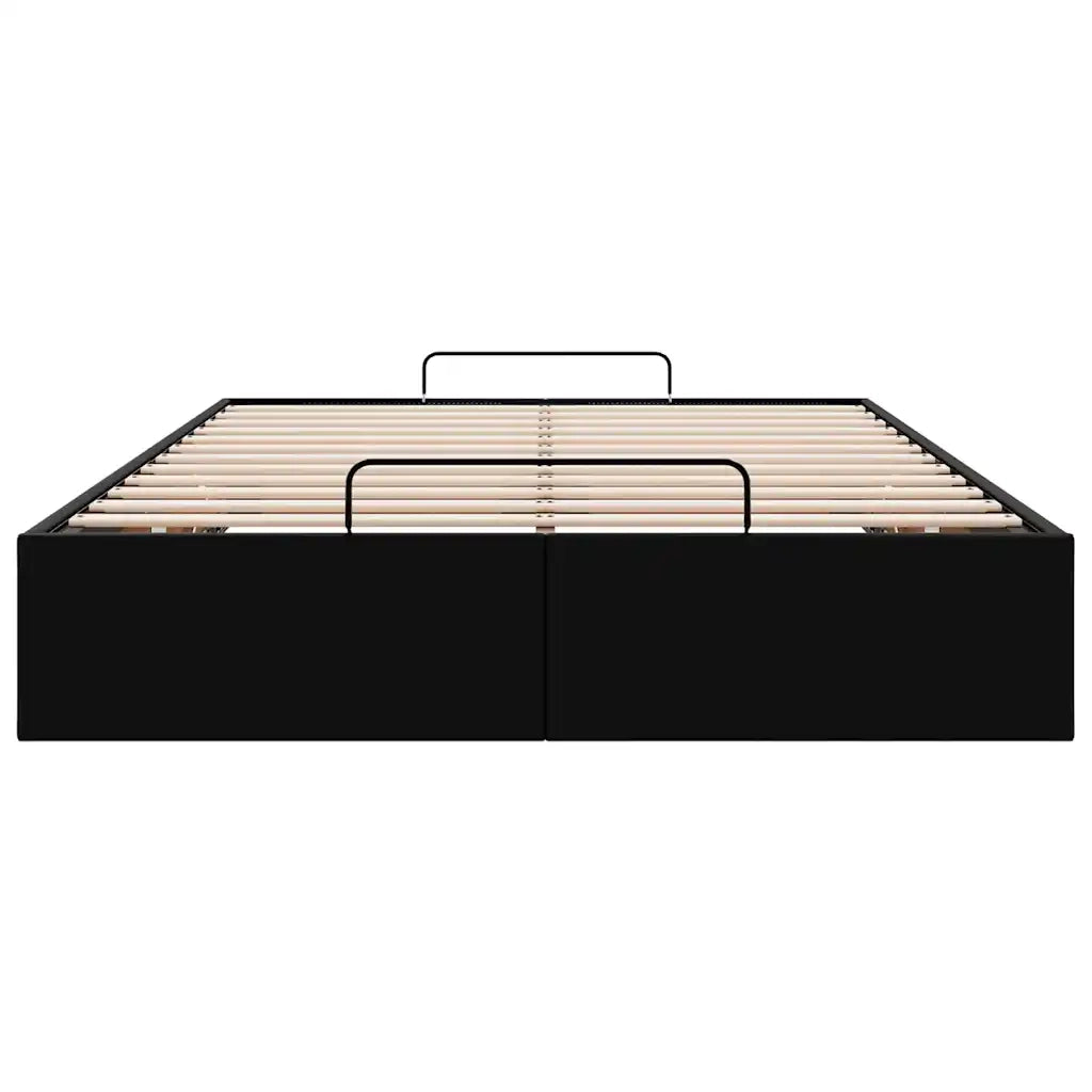 Struttura Letto Pouf senza Materasso Nero 120x200 cm Similpelle