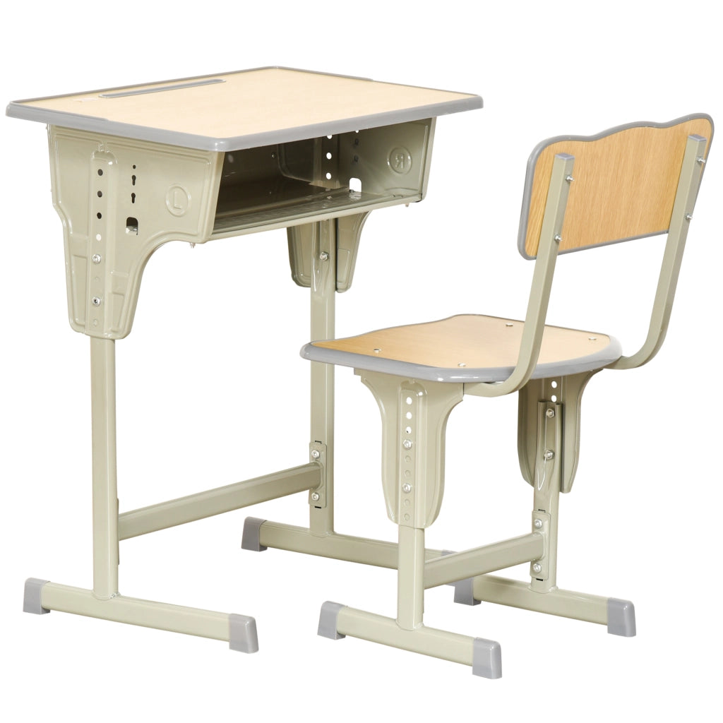 Scrivania per Bambini con Altezza Regolabile e Sedia ¨C zephmum ¨C Legno, Acciaio, MDF, 90x50x75 cm