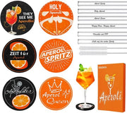 Set di regali Aperol Spritz 14 pezzi (6 sottopani Aperol, 6 bicchieri di rieto Aperol Spritz 20 cm con 2 set di spazzole per pulizia)