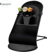 Seggiolone da lettino - Nero - Sedile da baby in legno - Bouncer leggero - Modello compattibile e pieghevole