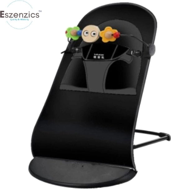 Seggiolone da lettino - Nero - Sedile da baby in legno - Bouncer leggero - Modello compattibile e pieghevole