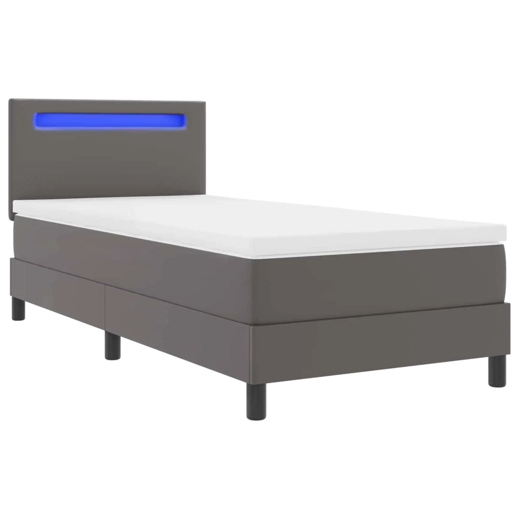 Letto a molle con materasso Grigio 100 x 200 cm Pelle sintetica 3339038