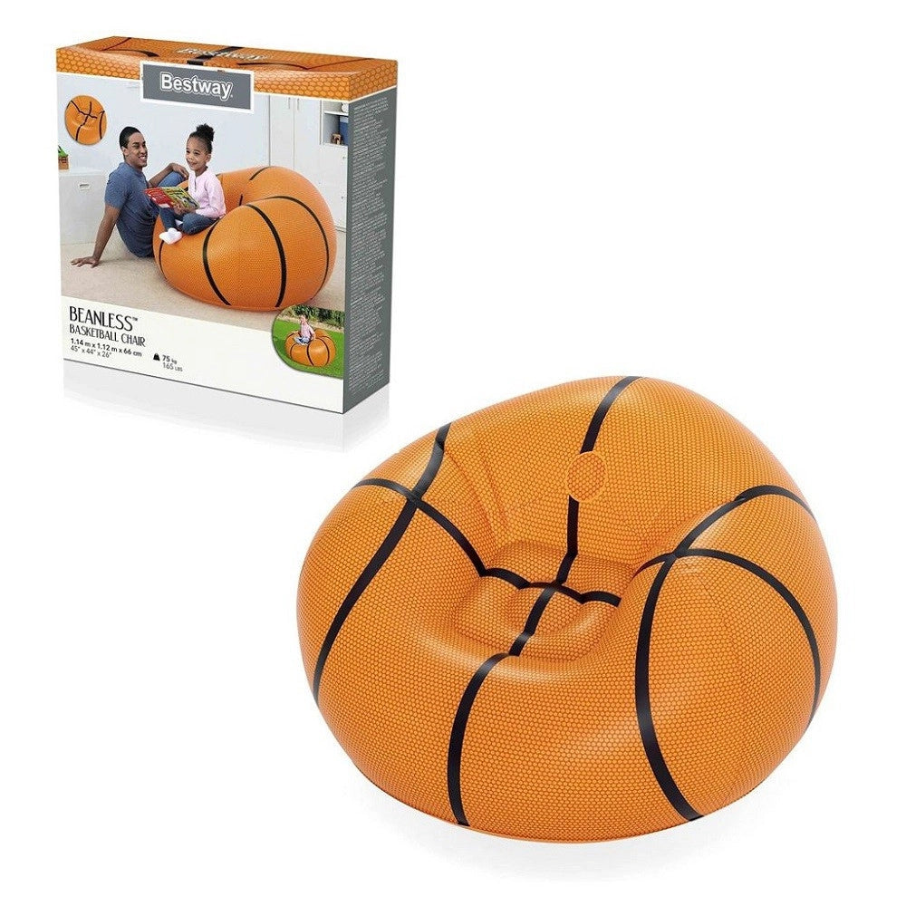 Trade Shop - Poltrona Pouf Gonfiabile Design Palla Da Basket Bambini Ragazzi 114x112x66cm 75103 -