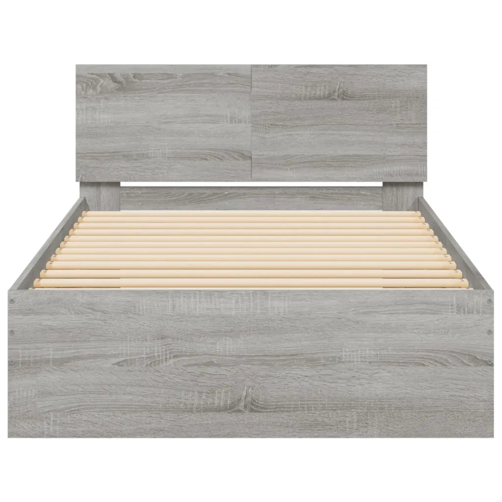Giroletto Testiera-Struttura letto con testiera Grigio Sonoma 100x200 cm Legno Multistrato