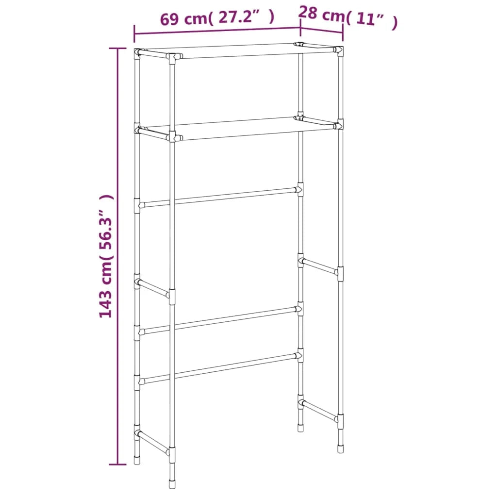 Scaffale portaoggetti a 2 ripiani per lavatrice grigio ferro 02_0005494
