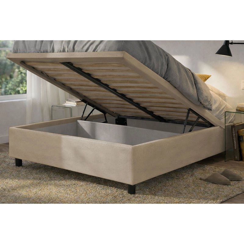 Letto imbottito Matrimoniale 180x200 cm Button - Contenitore,Microfibra,Sabbia