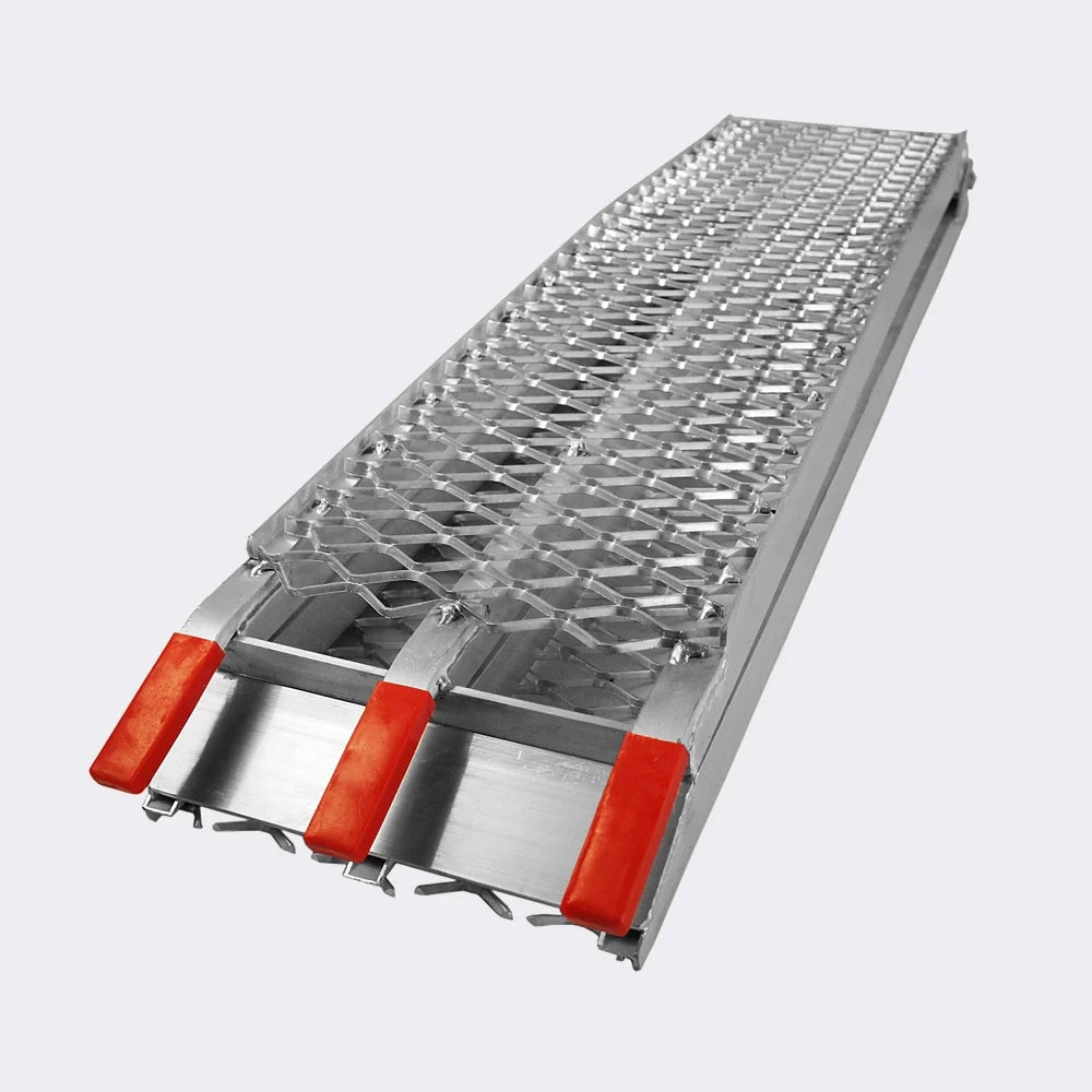 Rampa di carico pieghevole multiuso in alluminio con barra di collisione 226 cm fino a 340 kg grigia 3416067