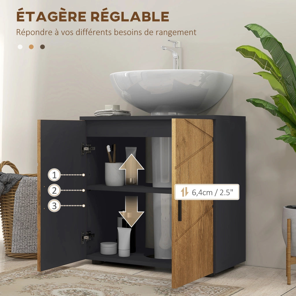 Mobile Bagno 2 Ante con Ripiano ¨C Minimal ¨C Grigio Antracite 60x30x60 cm