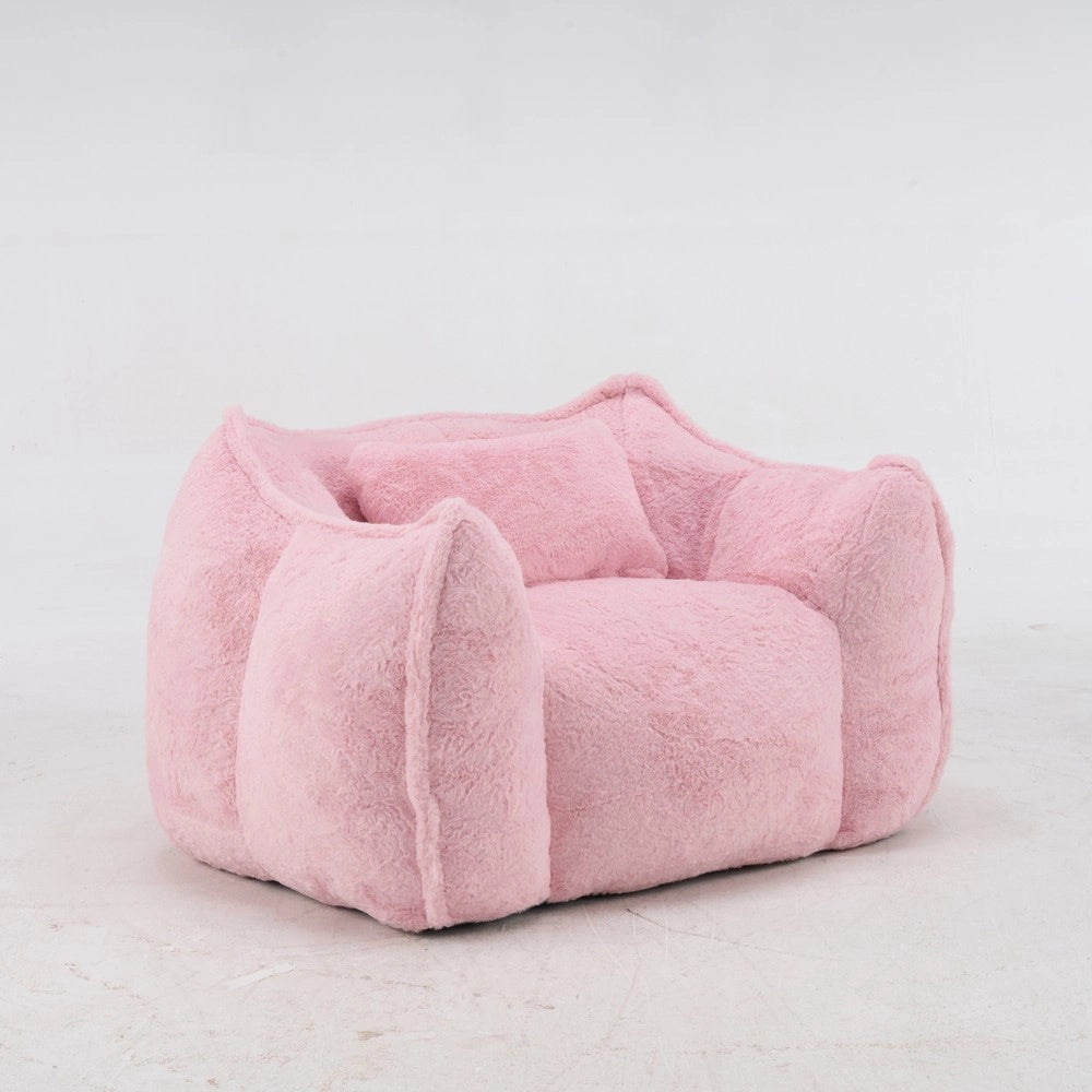 Divano da pavimento in similpelliccia ¨C Minimal ¨C Rosa con cuscini per adulti e bambini
