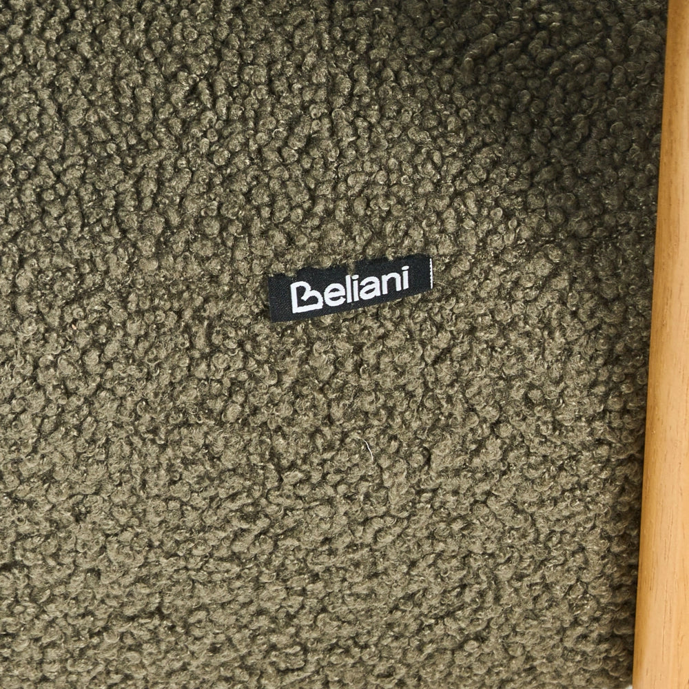 Divano a 2 posti Boucle verde e Marrone Scuro stile retrò gambe in legno