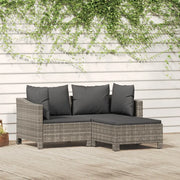 Set Divani da Giardino 3 pz con Cuscini in Polyrattan Grigiocod mxl 94686