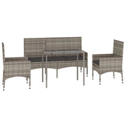 Set di mobili da giardino mobili da esterno set da 4 pezzi con cuscini resina intrecciata grigia 02_0016139