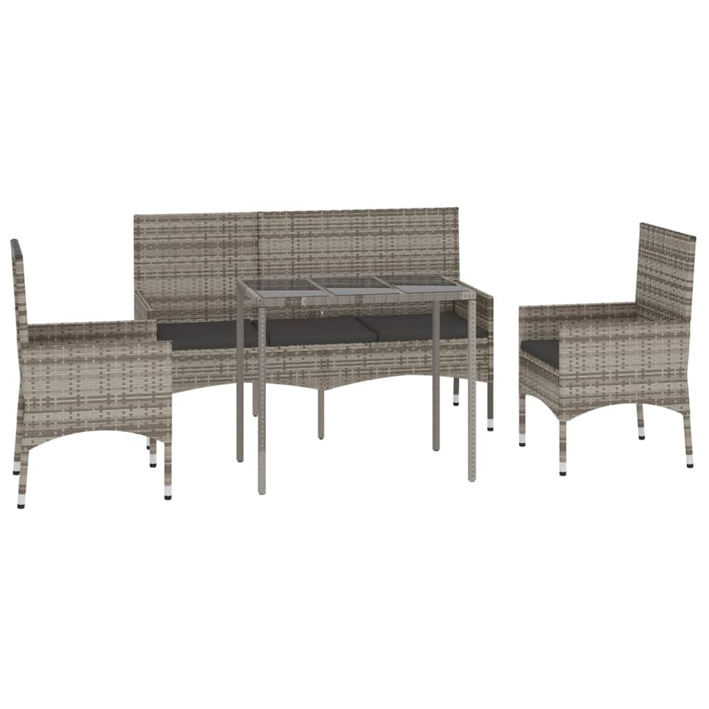 Set di mobili da giardino mobili da esterno set da 4 pezzi con cuscini resina intrecciata grigia 02_0016139