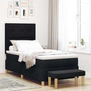 Letto con Box Spring con Materasso e Panchina Nero 90x190 cm Tessuto