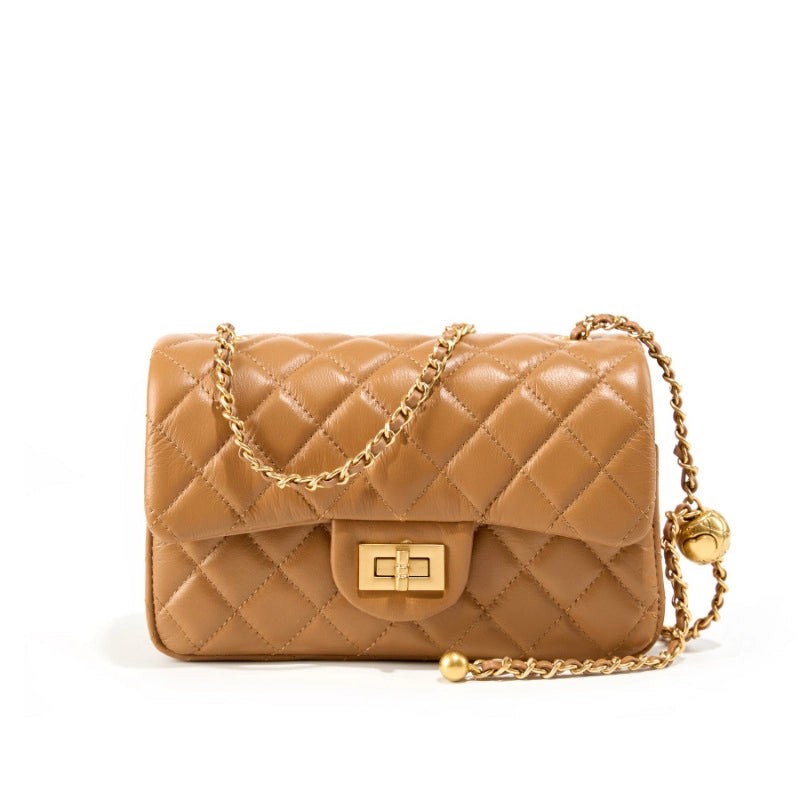 Borsa a tracolla in vera pelle da donna, modello Hobo, marrone.