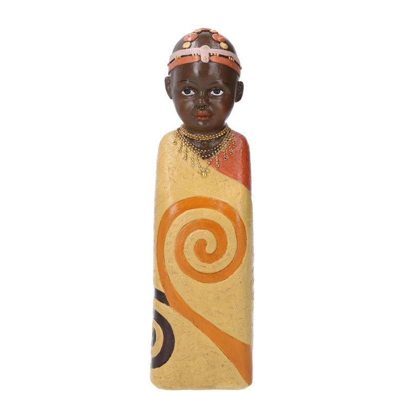 Statua ceramica bimbo africa giallo cm 8x8h26,5