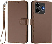 Custodia in Pelle con Portafoglio - Protezione Schoccata - 360° Protezione Laterale - Borse per Carte - Marrone - Custodia per Telefono