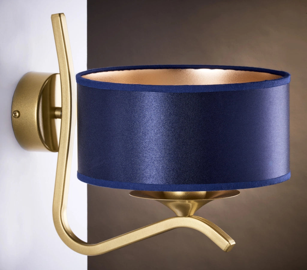 Applique parete decorativa oro lucido blu E27 15W Jupiter