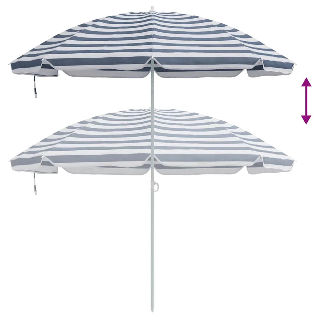 Ombrellone da spiaggia rotondo moderno 263 x 263 x 272 cm portatile e resistente realizzato in poliestere blu 02_0056703